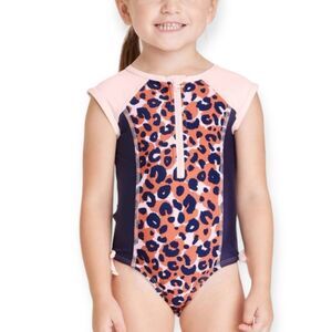 CAT & JACK One Piece Toddler UPF 50+ Swimsuit In Pink Leopard Size 4T NEW